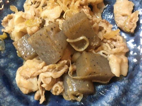 豚バラとこんにゃくのニンニク醤油炒め